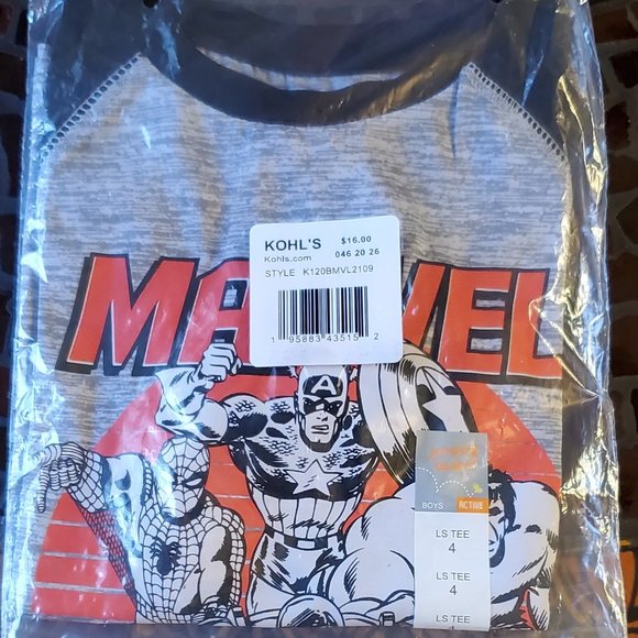 Boys Marvel Heroes Raglan Graphic T-Shirt by Jumping Beans Size 4 - Picture 2 of 4